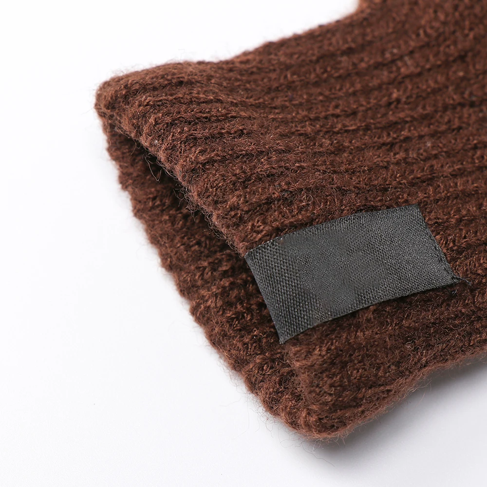 Fashion Winter Knitted Wool Touch Screen Gloves Men Warm Short Plush Lining Full Finger Outdoor Sport Cycling Gloves Mittens