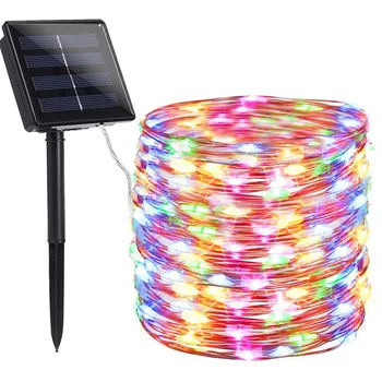 

20m 50/100/200 led string lights solar Outdoor Garden Party Copper Wire Lighting Christmas Garland Fairy Lights Waterproof white