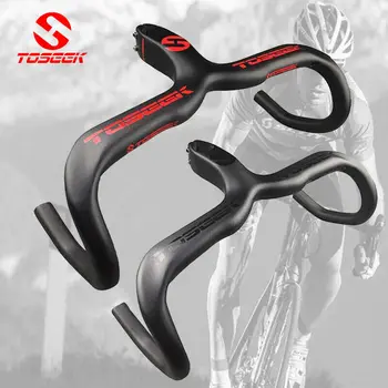 

TOSEEK 3K Carbon Fiber Handlebar Ultralight Road Bike Integrated Handlebar Racing Road Bike Curved Bar Stem 400/420/440mm T800