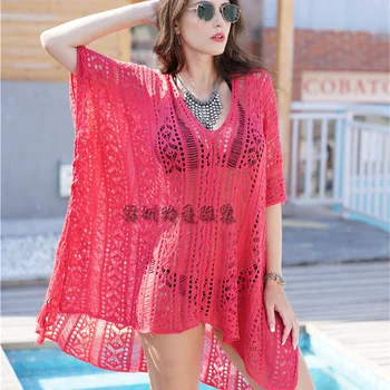 

Coverup Covered Woman Summer Swimwear Women's Beach Dresses 2020 Pareo Wear Hollow Women Knitting Suspender Shirt Sexy Loose