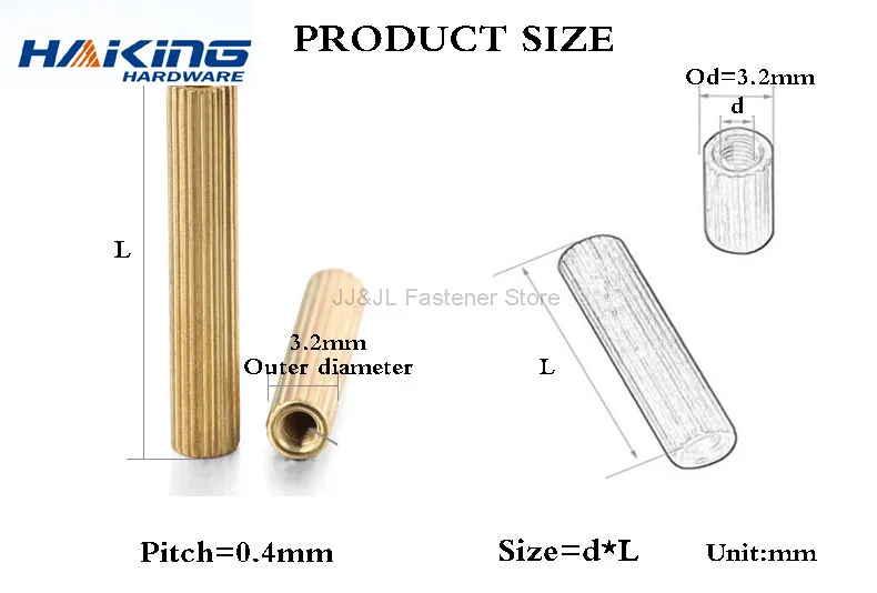 50pcs M2*L L=3mm to 34mm 2mm thread Brass Round Standoff Spacer Female M2 Brass Threaded Spacer