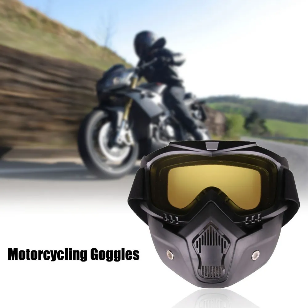 Наружные очки маска линзы с защитой от ультрафиолетовых лучей ветрозащитный мотоциклетный шлем езда Велоспорт очки со съемной лицевой маской