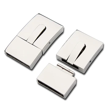 

1 Set Strong Stainless Steel Flat Magnetic Clasps Silver Tone End Clasps Fitting Leather Cord Bracelets Necklace Making Material