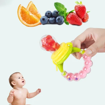 

Cute Funny Silicone Nipple Feeding Dummy Pacifier Soother Learn Feeding Fruit Speen Pacifier Fruit Handle bell Feeding Toy