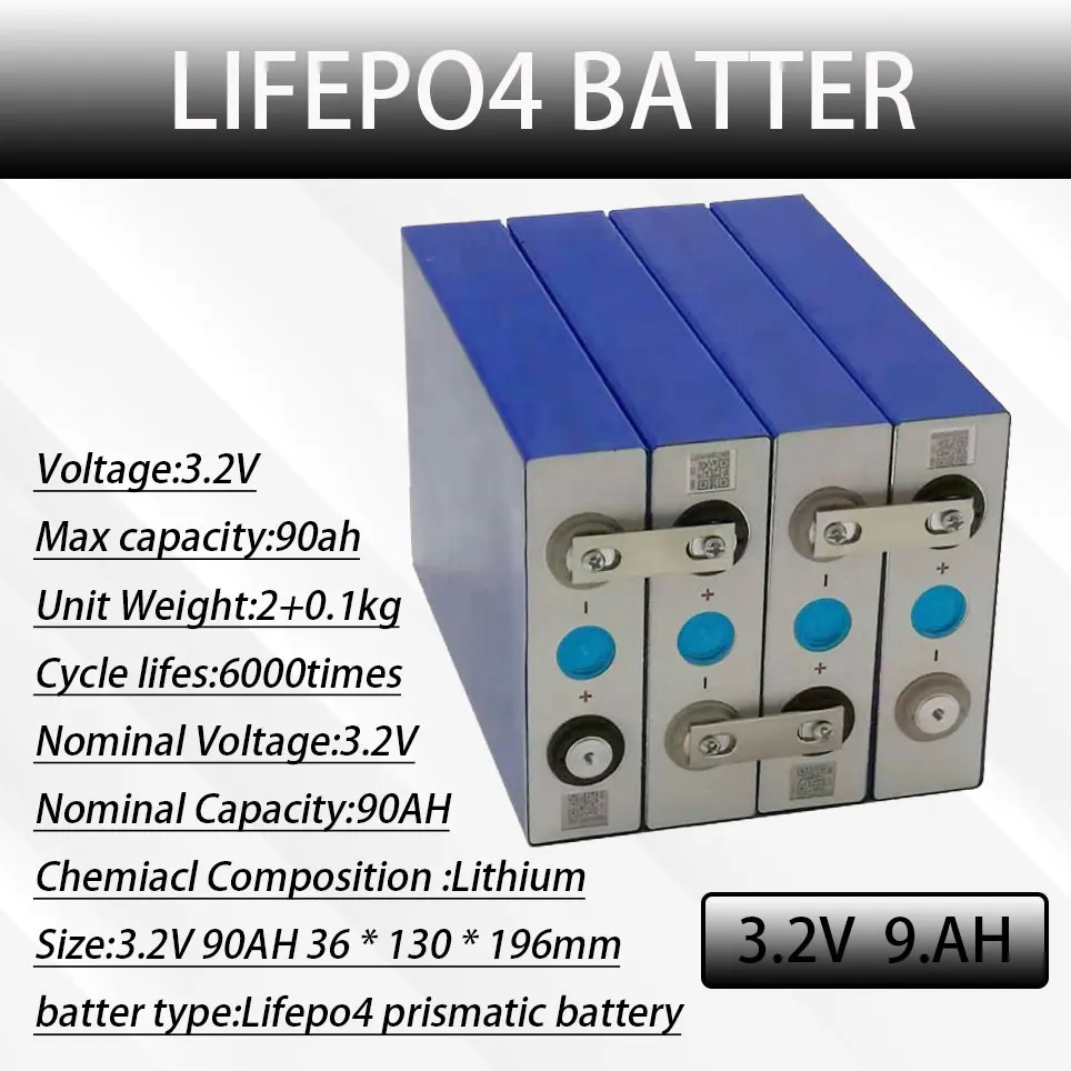 Новый аккумулятор 3 2 В LiFePO4 90 а/ч непрерывный разряд а для 12 Diy EV RV Prismatic Cell с