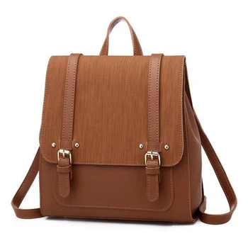 

PU Leather Women Bag Fashion Retro Backpack Ladies Shoulder Bag Buckle Backpack Large Capacity Travel Bag Mochila