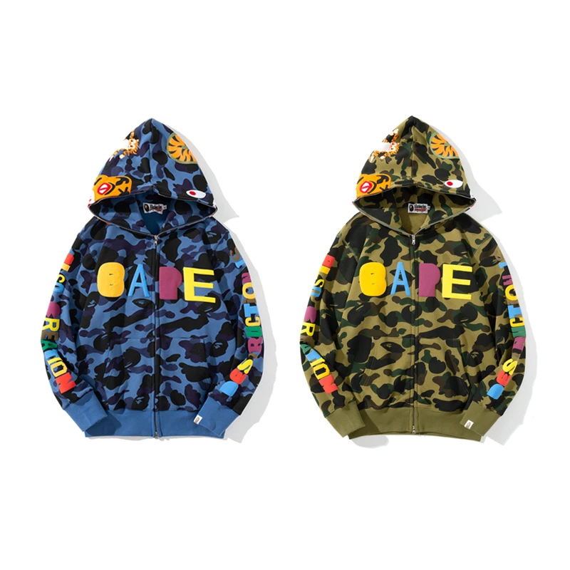 Sudaderas Bape de invierno para hombre, abrigo de doble capucha con forro polar de camuflaje, ropa de de gran tamaño Harajuku, alta calidad| Sudaderas con sudaderas| - AliExpress