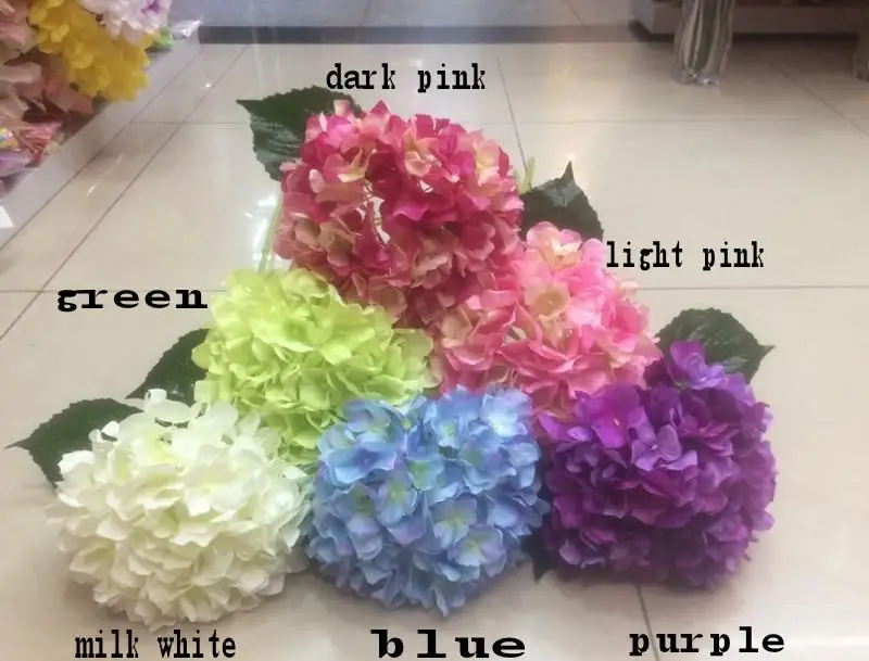 Artificial Hydrangea Flower 80cm/31.5" Fake Silk Single Hydrangeas 6 Colors for Wedding Centerpieces Home Party Decorative Flowe