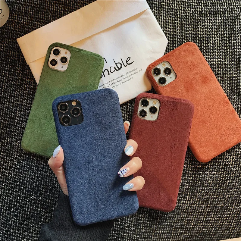 Модный зимний теплый пушистый чехол для телефона s для iphone 11 Pro Max, мягкий чехол для iphone 6 6S 7 8 Plus X XR XS MAX, тканевый плюшевый чехол