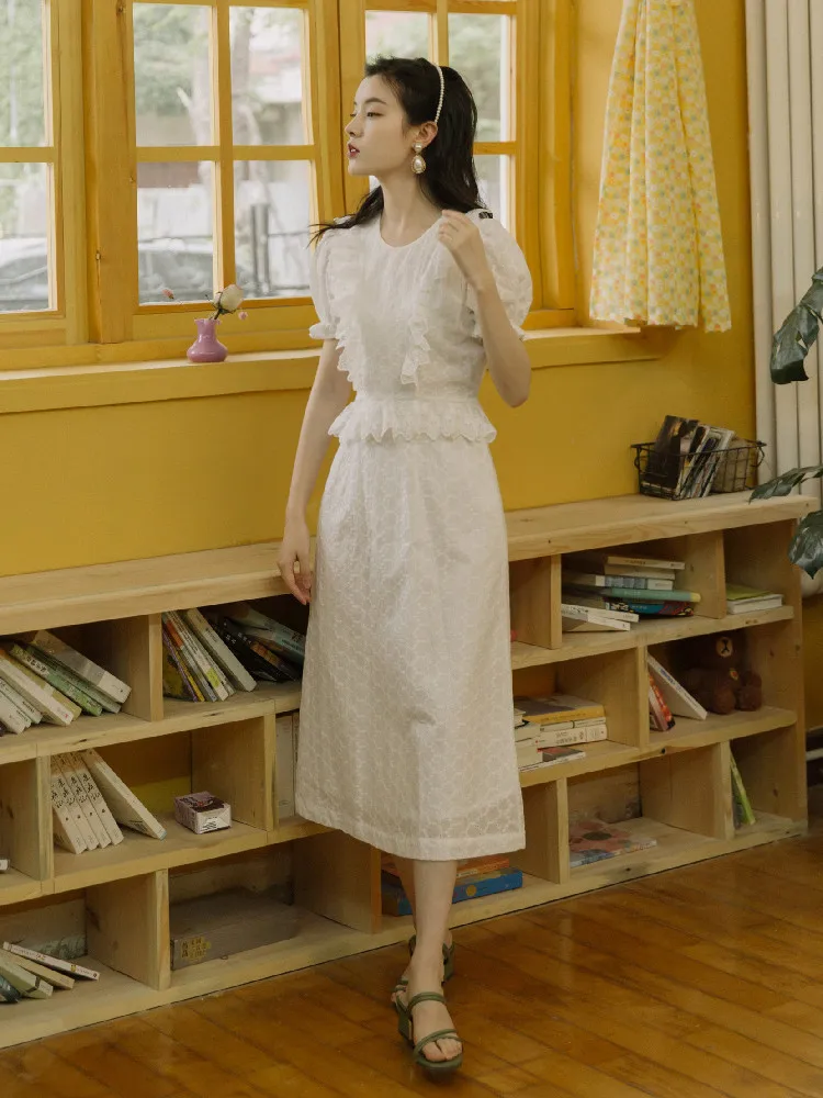 

2020 new fashion women's clothing Puff Sleeve O-Neck Vintage women dress