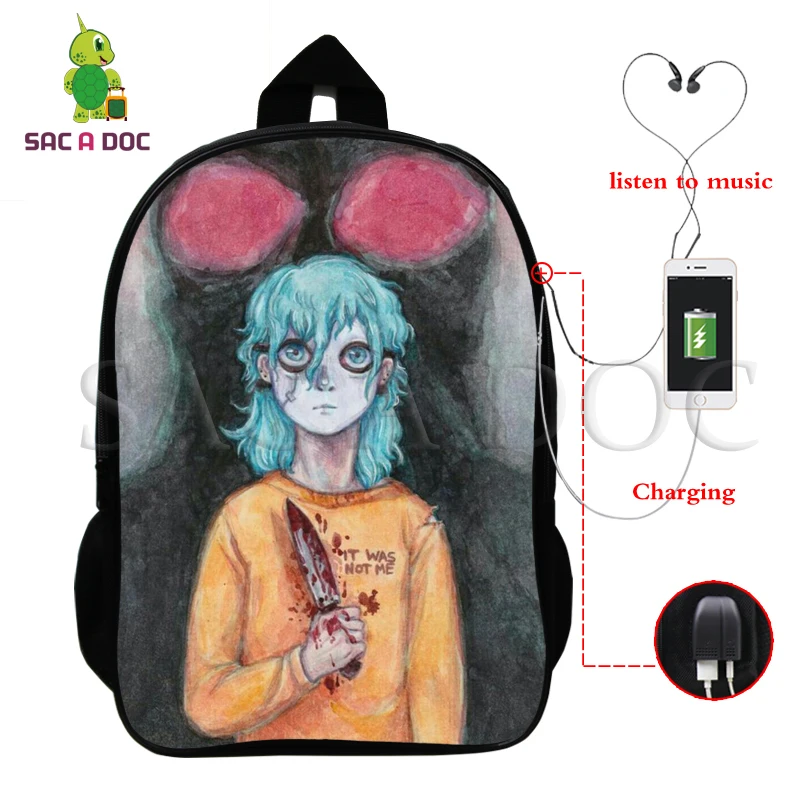 Teenager School bag Sally Face, рюкзаки для детей, школьные сумки для подростков, рюкзак в стиле хип-хоп, сумка унисекс, дорожная сумка для книг, нейлон, 16 дюймов, mochila, можно настроить - Цвет: Teenager School bag