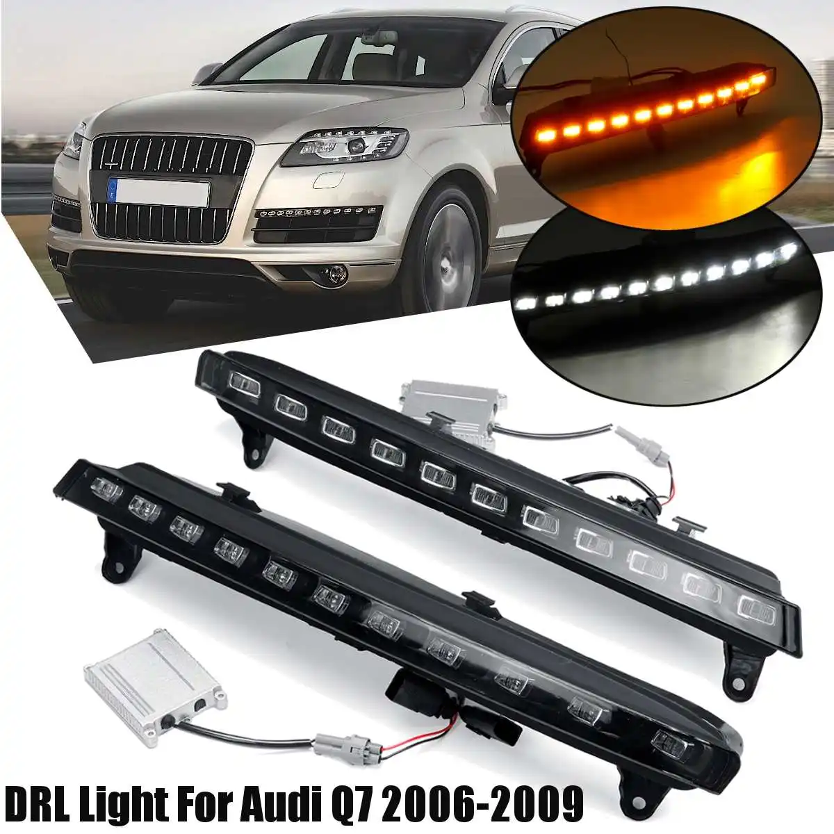 Светодиодный светильник переднего бампера для Audi Q7 2006-2009, противотуманный светильник, дневной ходовой светильник, Drl, мигание, головной светильник, аксессуары