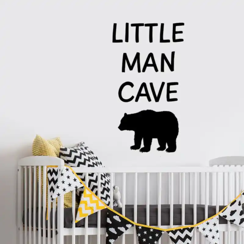 Little Man Cave Sign Wall Decal Bear Quote Vinyl Sticker Art Nursery Decor For Little Boys Bedroom Decoration Posters G768 Wall Stickers Aliexpress aliexpress