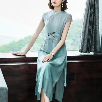 

2020 cheongsam vintage chinese style short dress womens lace qipao party dresses vestido chinese traditional dress cheongsam