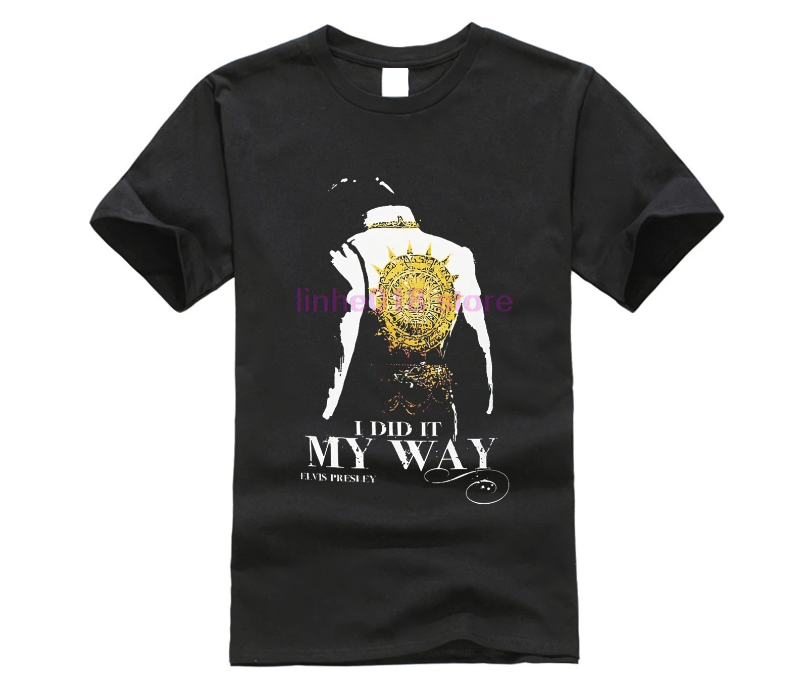 

Elvis Presley I Did It My Way Black Men Printed T-shirt Round Neck Short Sleeves Tops Clothing