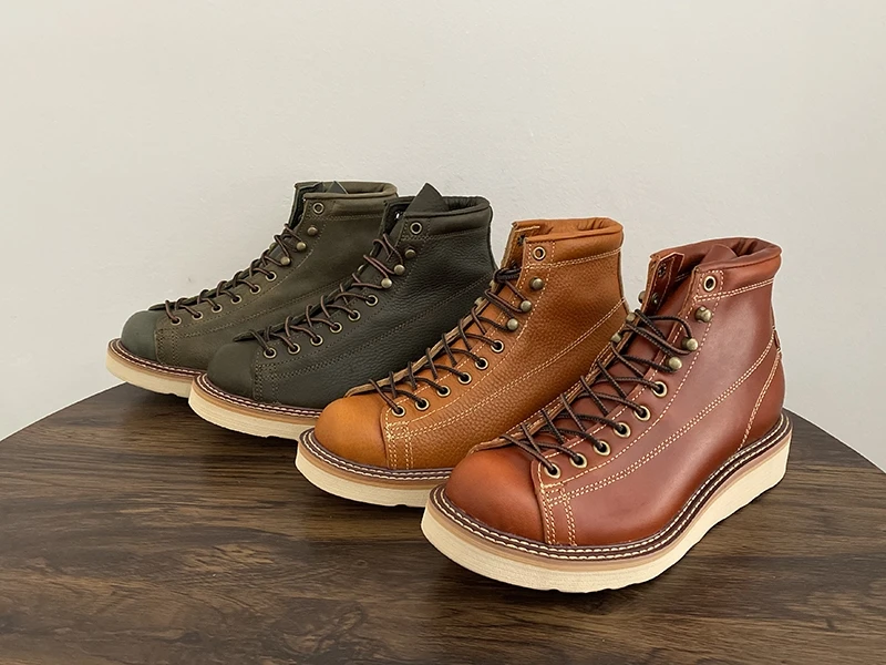 Men Casual High Quality Handmade Autumn Winter Ankle Boots Wings Cow Leather Tooling British Motorcycle Boots Lace-up Vintage