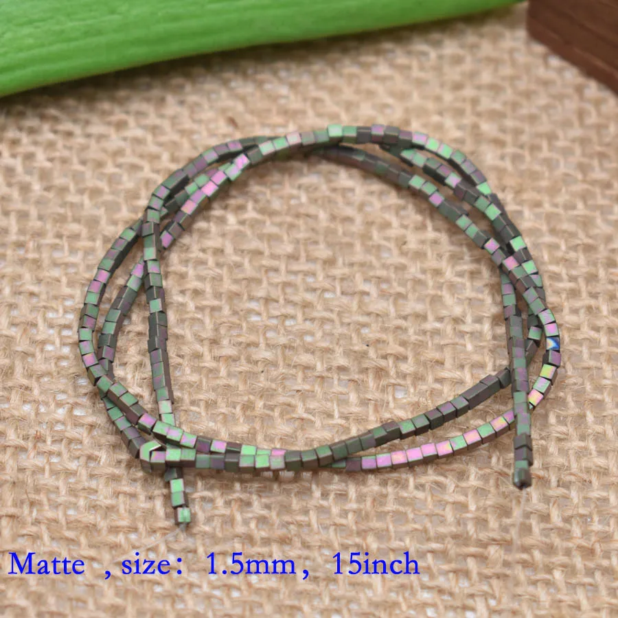 17-1.5mm matte 1,5 мм Цветные Квадратные бусины 274 шт Бусины из натурального камня гематит свободные Квадратные бусины для самостоятельного изготовления ювелирных изделий подарочные серьги - Цвет: 17-1.5mm matte