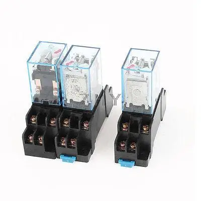 

3 x AC 220V/240V Coil 8Pin DPDT 35mm DIN Rail Mount General Power Relay + Socket