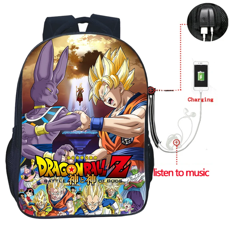 Высокое качество аниме Dragon Ball USB зарядка Рюкзак Гоку Вегета школьные сумки модные мужские и женские рюкзаки Повседневный Рюкзак - Цвет: 24