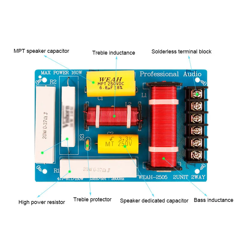 200W Динамик кроссовер 2 Way Ближний дальний 8 Ом делитель частоты 10 дюймов