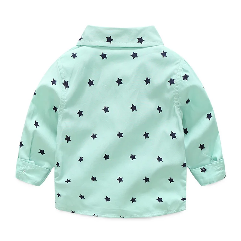 

Hot Selling Childrenswear Baby Boy Young Children Five-pointed Star Printed Pattern 2 Color Fold-down Collar Long-sleeved Shirt