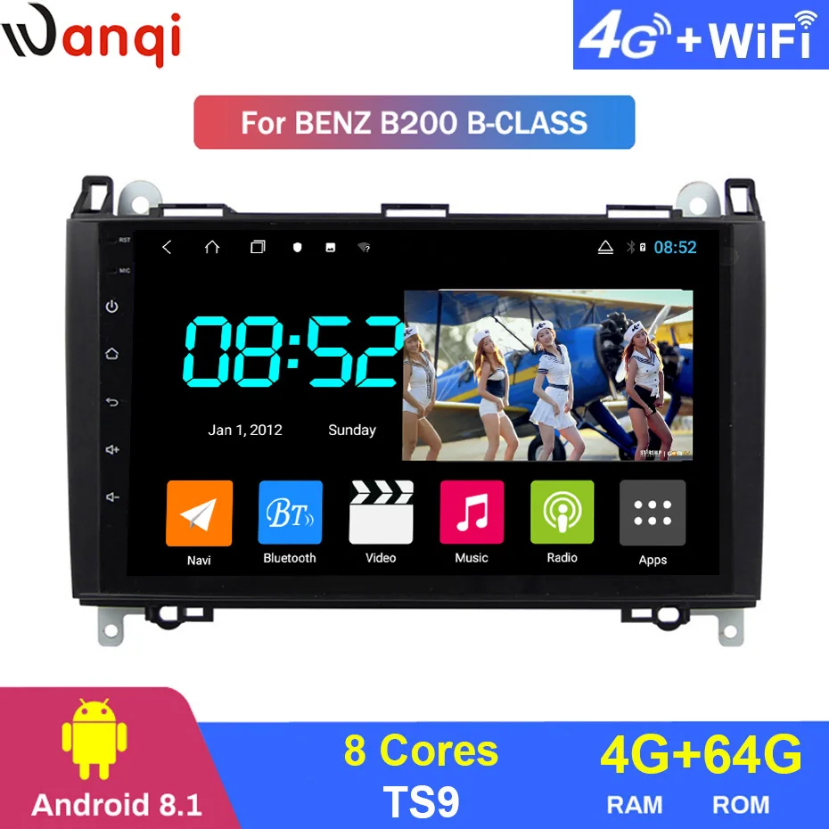 Android 8,1 автомобильный DVD 1din мультимедиа Navi система для Benz B200 b-класс Viano Vito W639 W169 B170 W2 Автомобильный gps головное устройство BT SWC wifi