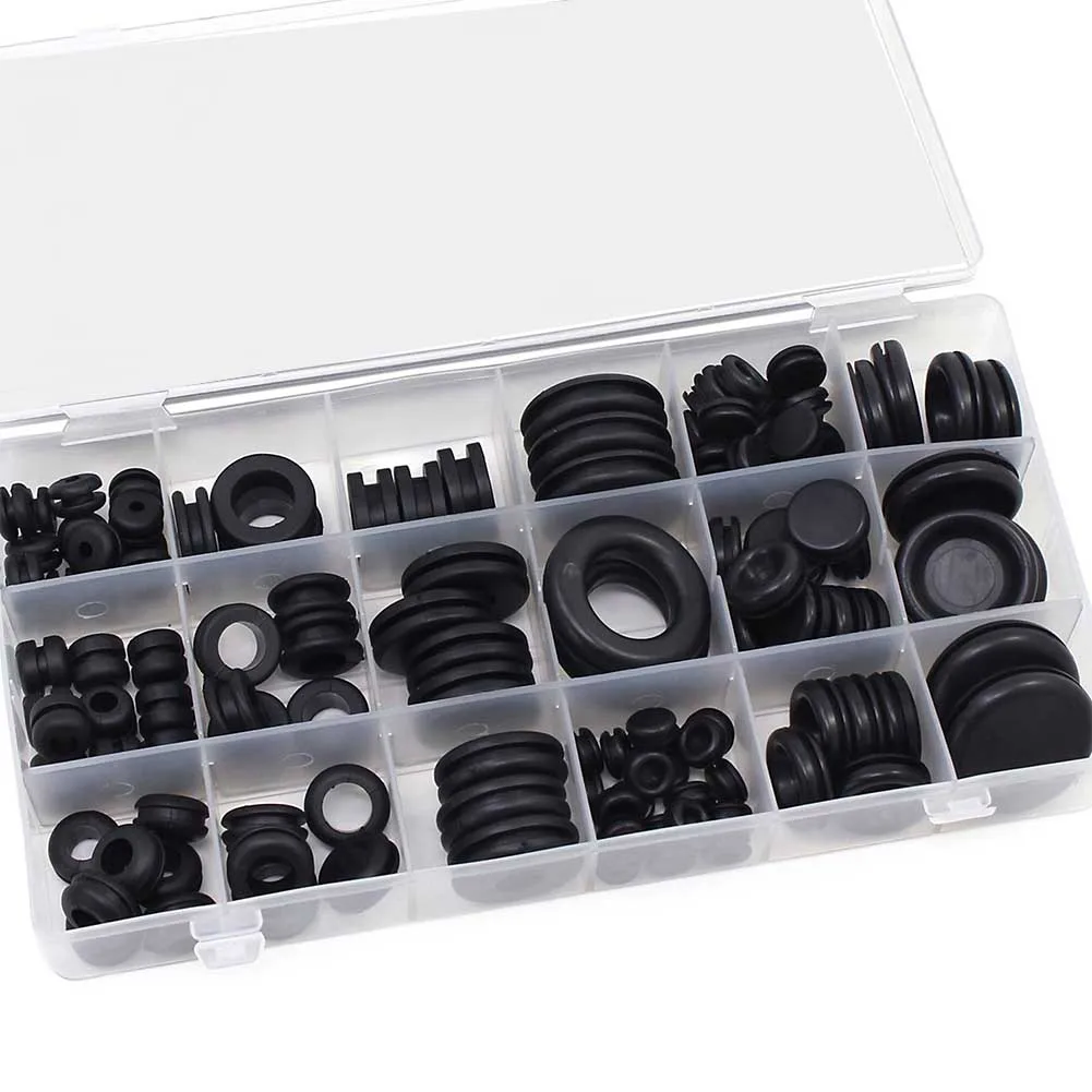 

125pcs Plugs Wire Protect Tool 18 Sizes Set Sealing Rubber Cables Grommet Kit Electrical Plugs Conductor Gasket Ring Waterproof