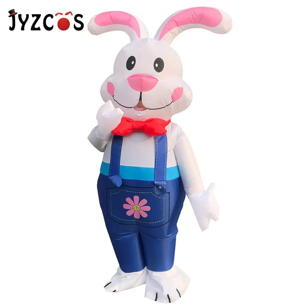 

JYZCOS Halloween Inflatable Costume for Men Woman Adult Cosplay Ester Bunny Costume Suspenders White Rabbit Party Purim Disfraz