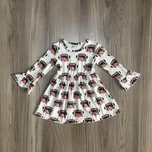 Новая детская осенне-зимняя эксклюзивная детская одежда с длинными рукавами в американском стиле, с цветочным рисунком, с цветочным рисунком, платье до колен из хлопка, молочного шелка