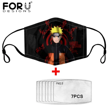 

FORUDESIGNS 2020 Dustproof Face Mask Cartoon Naruto Printed 7pcs Anti Haze PM2.5 Filter Reusable Comfortable Masks For Kids