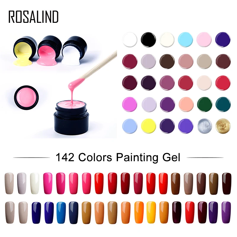 ROSALIND УФ-гель для дизайна ногтей DIY Краска 142 цветов s отмачиваемый Гель-лак дизайн