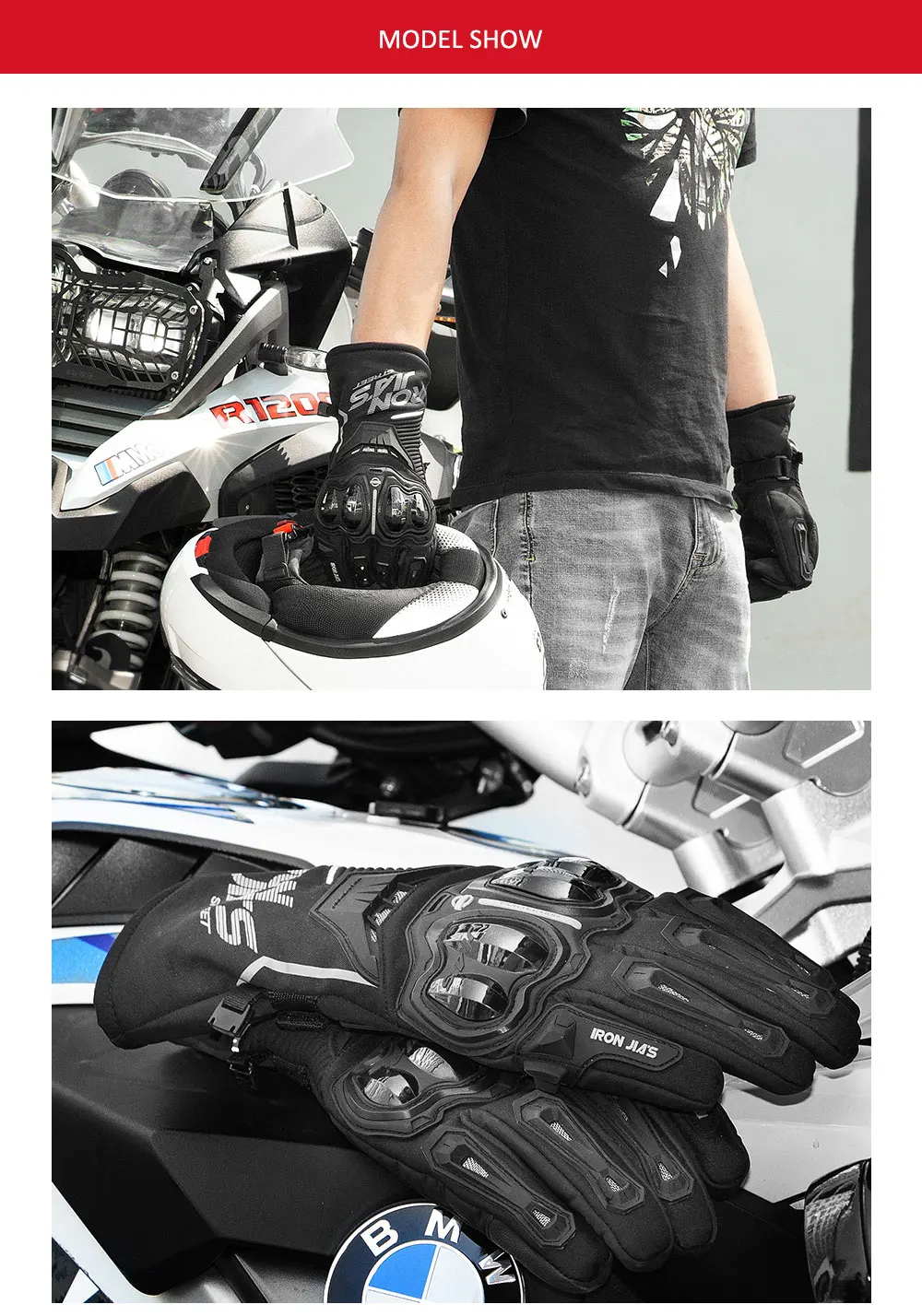 Зимние мотоциклетные перчатки водонепроницаемые ветрозащитные теплые железные защитные перчатки с сенсорным экраном для мотокросса