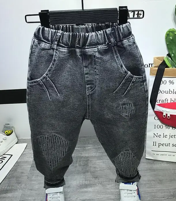 jeans Лидер продаж, весенне-осенние Стильные комплекты одежды для детей свитер для мальчиков, рубашки, джинсы, комплект из 3 предметов, спортивный костюм для мальчиков комплекты детской одежды для 2-6 лет - Цвет: jeans