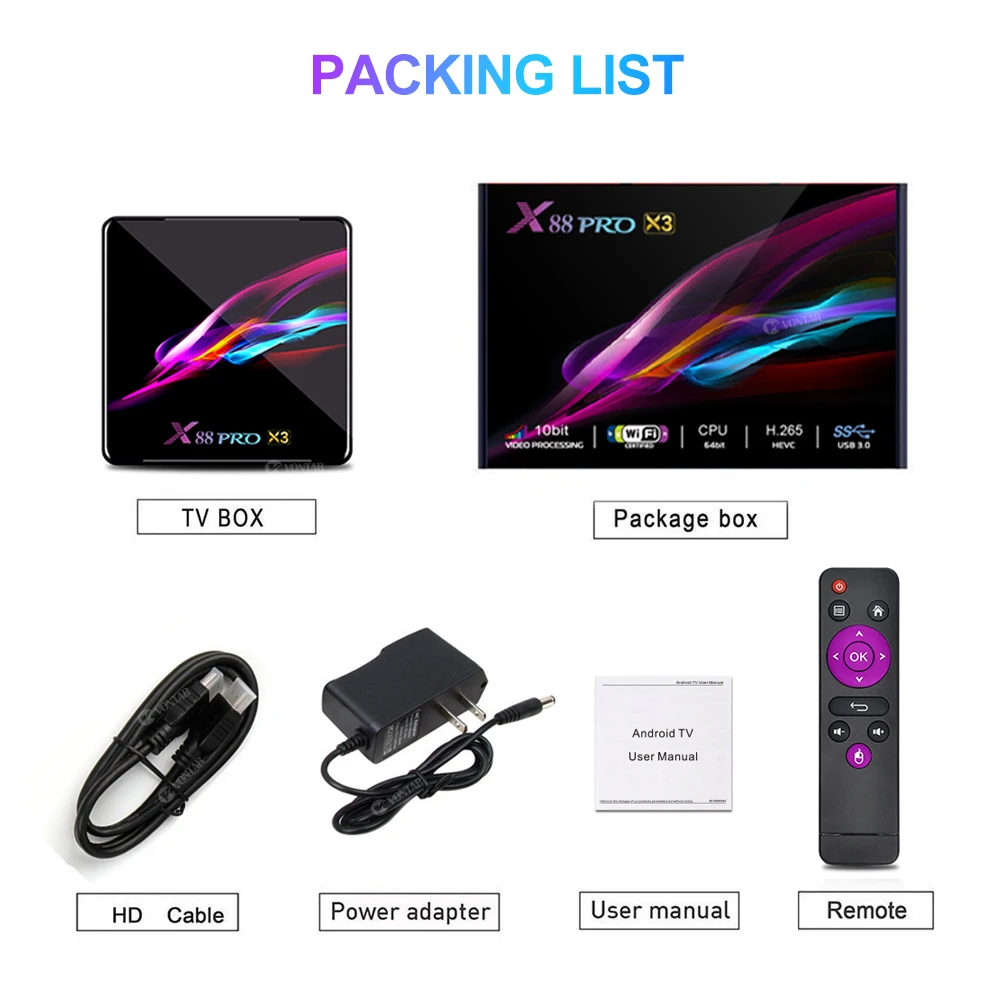 ТВ приставка X88 PRO X3 на Android 9 0 4 Гб ОЗУ четырехъядерный процессор Amlogic S905X3 1080p 4K