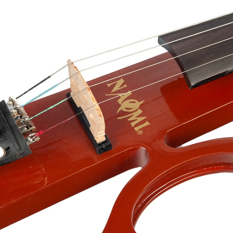 NAOMI 4/4 электрическая скрипка из цельного дерева Тихая Скрипка высокое качество чехол с бантом канифоль Набор Красный