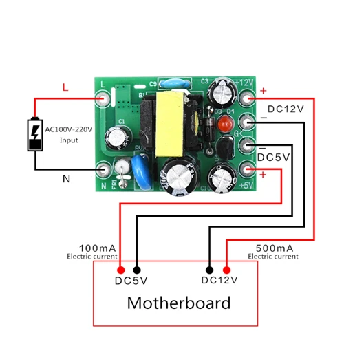 AC 100-220V AC-DC 110-220 В импульсивный источник электропитания модуль AC-DC изоляции с входом и выходом 5 V/12 V/100mA/500mA - Цвет: AC 100-220V