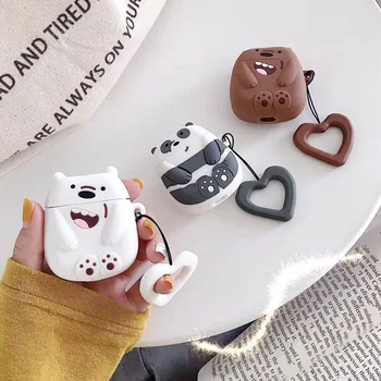 

Cute Animal Soft Silicone Case Earphones for Apple Airpods Bluetooth Wireless Earphone Protective Skin Cover Box Attach Keychain
