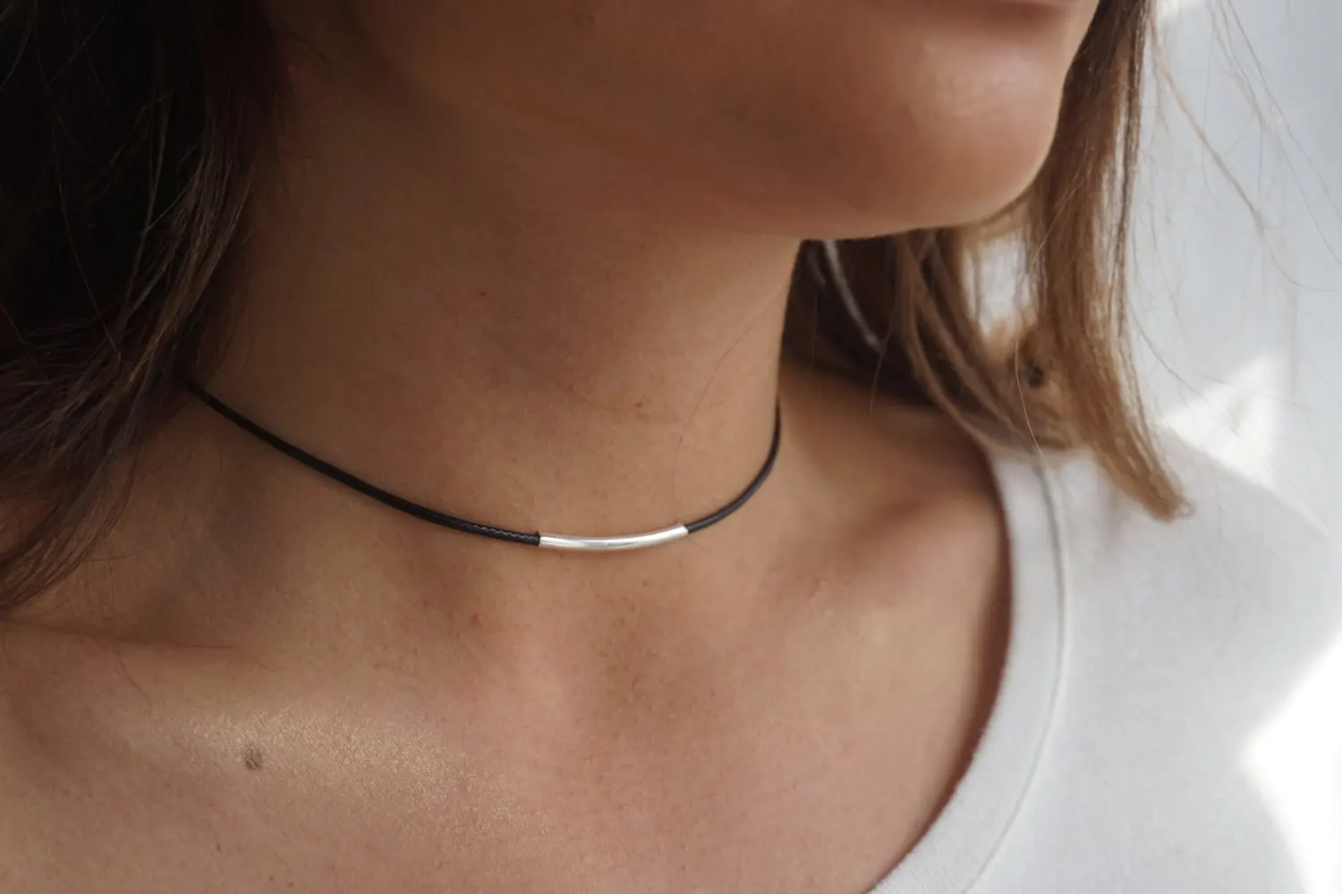 Harajuku Black Leather Rope Choker 