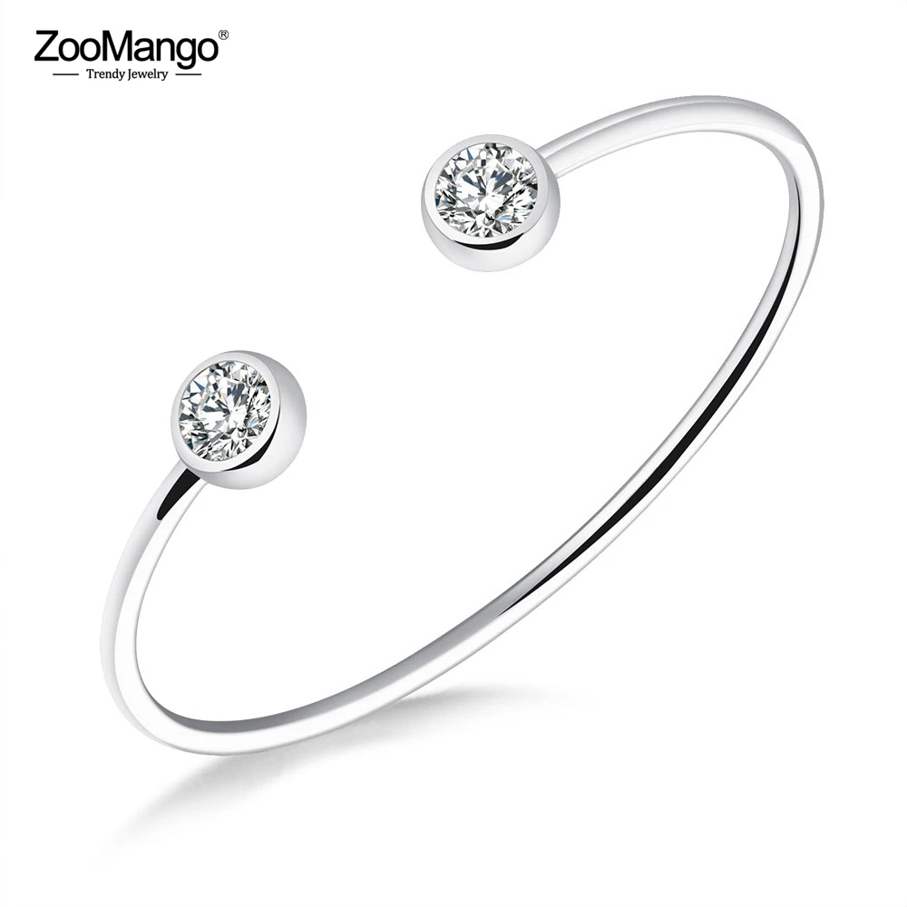 ZooMango Trendy Rose Gold/Gold/Silver Color Open Women Bangles Classic Inlaid Cubic Zirconia Cuff Bracelet Drop Shipping ZB18094 | Украшения