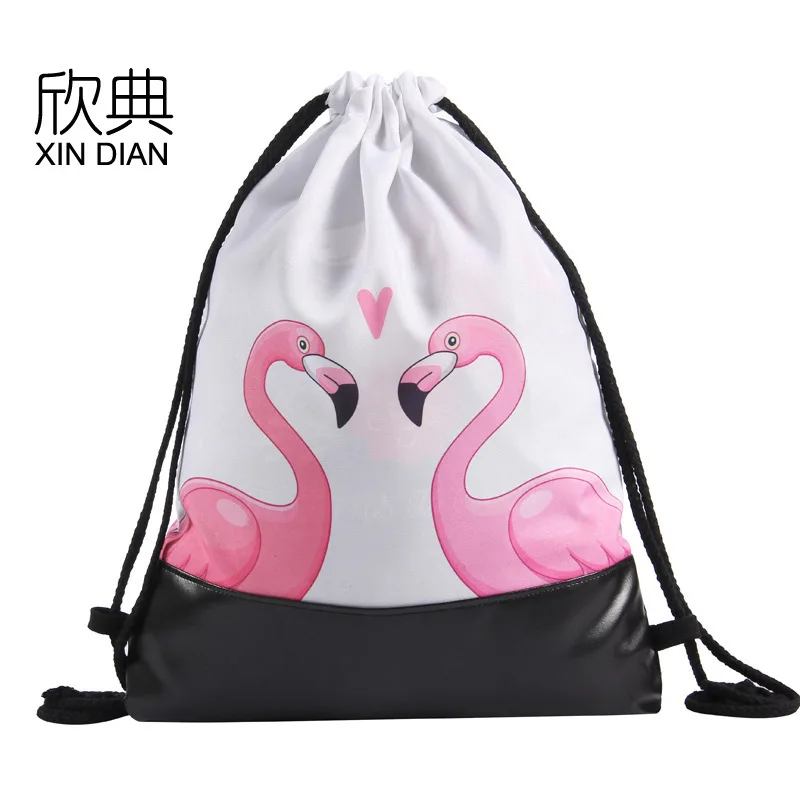 

Amazon Special Offer New Pu Leather Bottom Beam Of Pocket Spring 2019 Flamingos Flamingo Draw String Bag Backpack