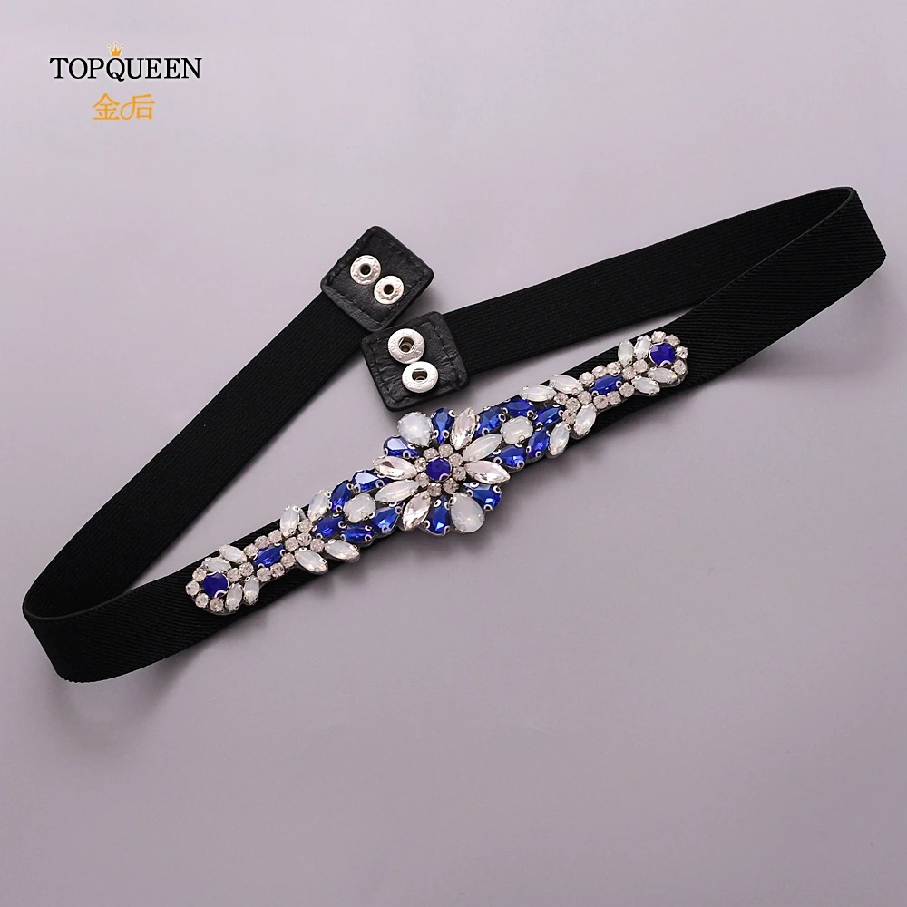 TOPQUEEN S424 прозрачные Кристальные пояса, тонкие блестящие пояса, синие Алмазные Пояса для платьев, молочные стразы, ремни для женщин