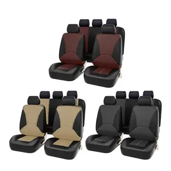 

9PCS/Set Car Seat Covers Front Seats Faux Leather Car Seat Cover Set Universal Car Accessories Interior Seat Protector