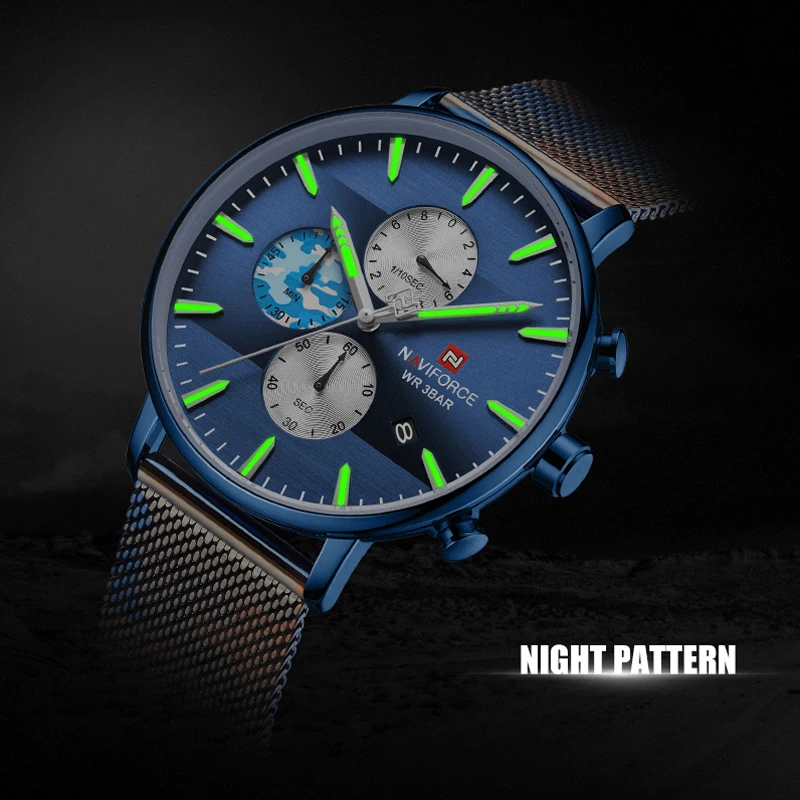 NAVIFORCE мужские часы Топ люксовый бренд Мода из нержавеющей стали камуфляж хронограф с ремешком кварцевые часы мужские s повседневные спортивные часы