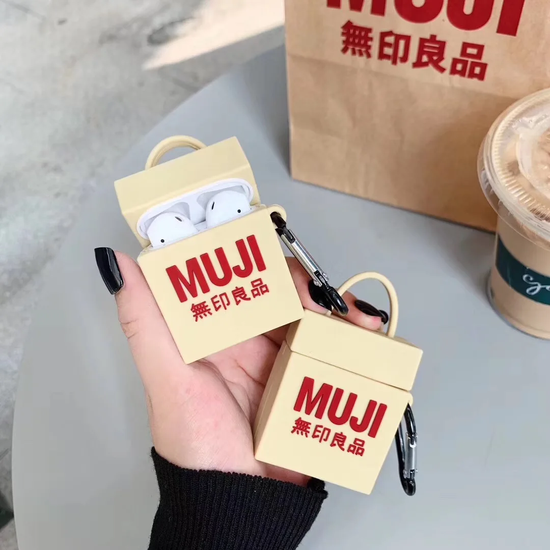 3D бренд MUJI модная сумка беспроводная Bluetooth гарнитура силиконовый чехол для Airpods Earphne защитный противоударный чехол s