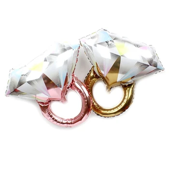 

10Pcs Diamond Ring Shaped Aluminum Balloons Wedding Party Wedding Room Decoration Color Balloons