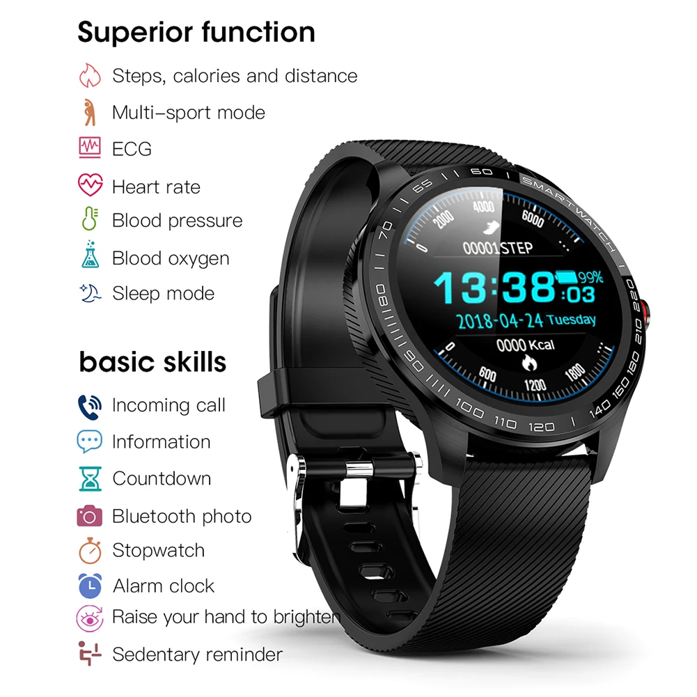 

L9 Men Smart WatchHeart Rate Blood Pressure Fitness Tracker IP68 Waterproof Wristwatch Business Smartwatch