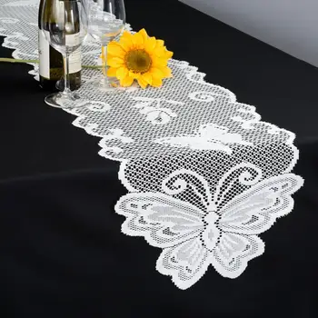 

1pcs 33x245cm Christmas Lace Table Runner Butterfly Flower Table Cover For Home Kitchen Hotel Tablecloth Wedding Party Supply