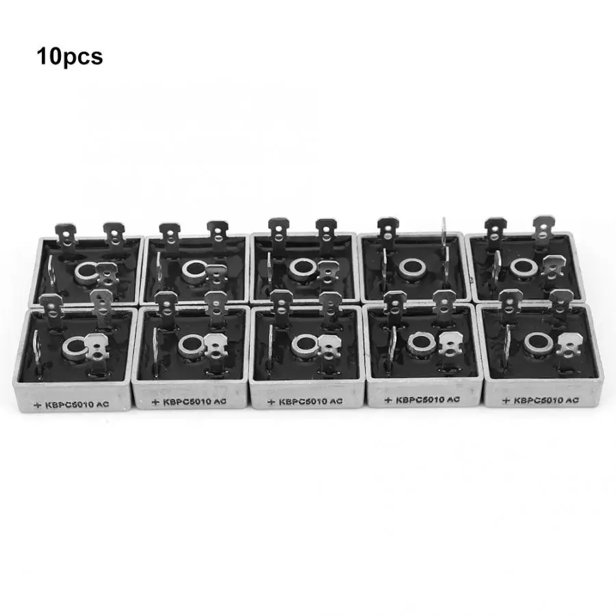 

10pcs KBPC5010 Diode Bridge Rectifier 50A 1000V 4 Pin Square Metal Case Bridge Rectifier