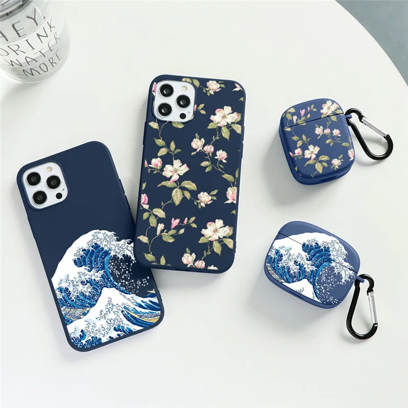 Чехол с цветком морской волны для Airpods Pro 2 1 3 чехлы наушников iPhone 7 8 6 6s Plus X XR 5S SE 2020 12