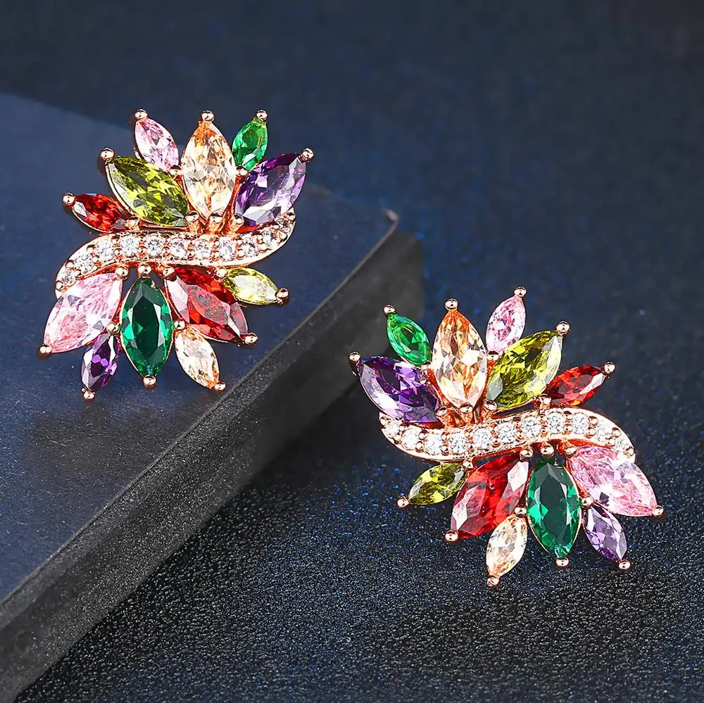 Роскошные серьги-гвоздики с австрийскими кристаллами Stellux AAA+ цвета розового золота, модные брендовые вечерние ювелирные изделия для женщин, brincos DWE525